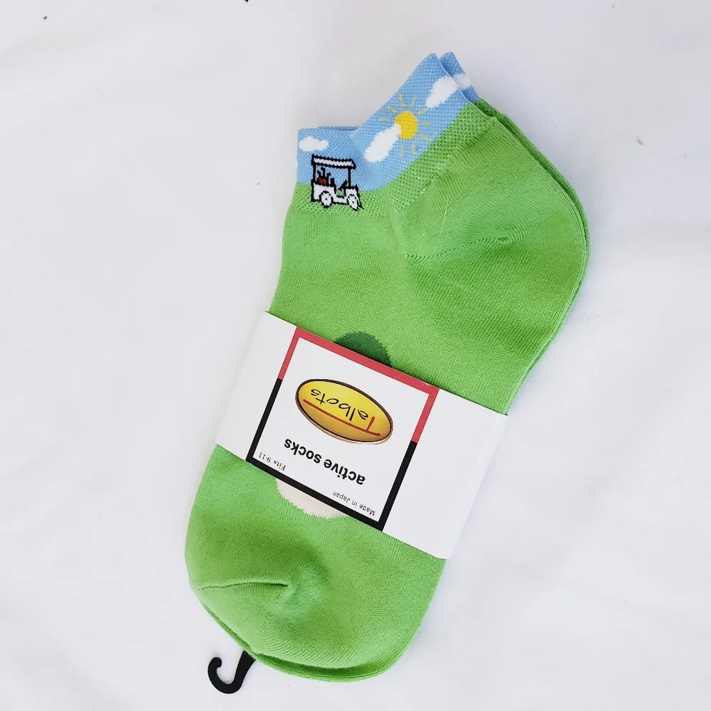 Talbots Golf Themed Active Socks Green Vintage Low Cut NEW NWT